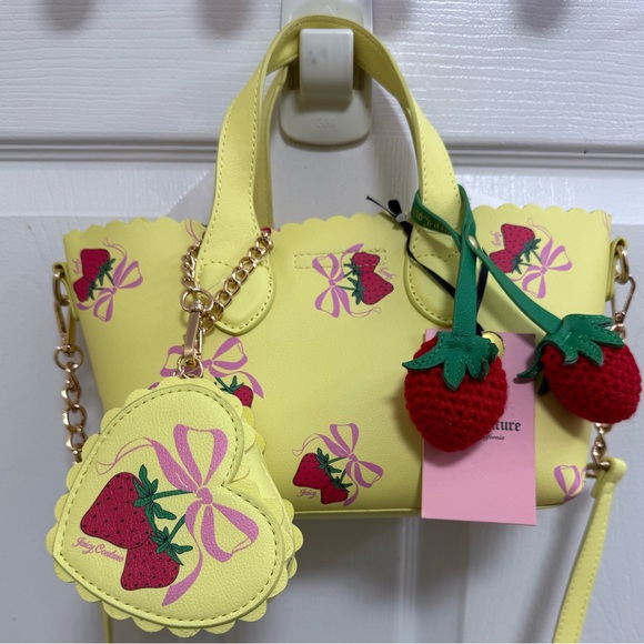 Juicy Couture Handbags - NWT Juicy Couture Sweet 🍓 Strawberry Mini Tote in Yellow Iris